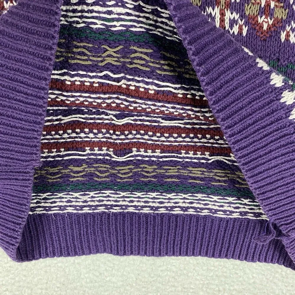 Vintage Eddie Bauer Sweater‎ Mens Size L Purple Geometric Nordic Pullover *READ*